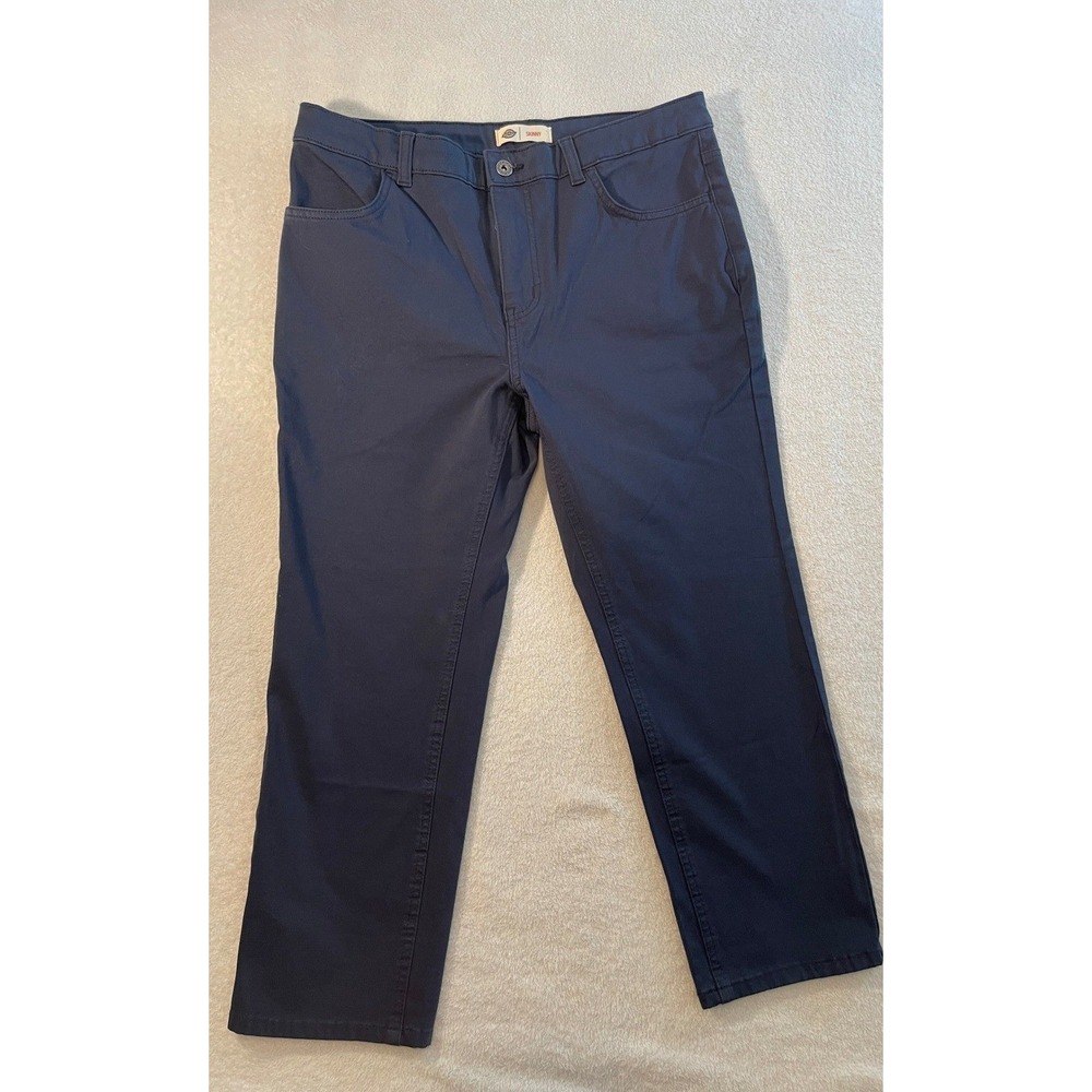 Dickies Skinny Navy Blue Twill Pants Womens Size 10 FR400RNV Stretch Workwear